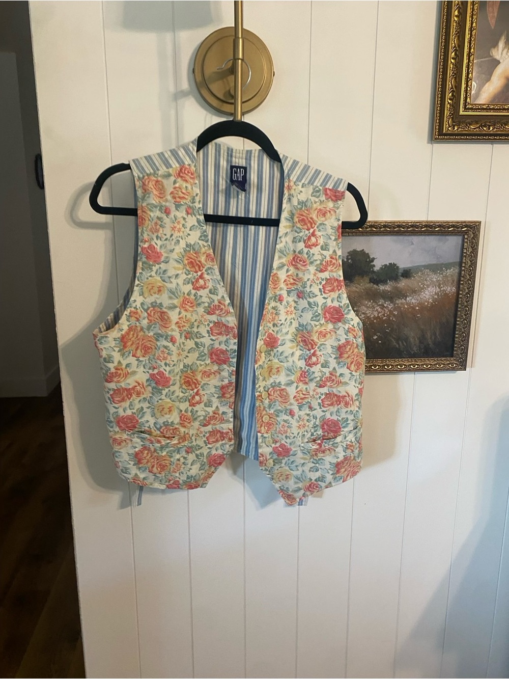 GAP Kids Floral Quilted Vest - Pink, Cream & Blue